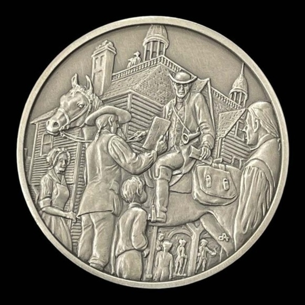 Franklin Mint History of Colonial America Pewter Medal Boston News-Letter VG